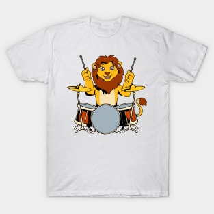 Comic lion playing drums T-Shirt
